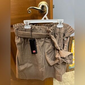 NWT Brown Corduroy Paper Bag Skirt